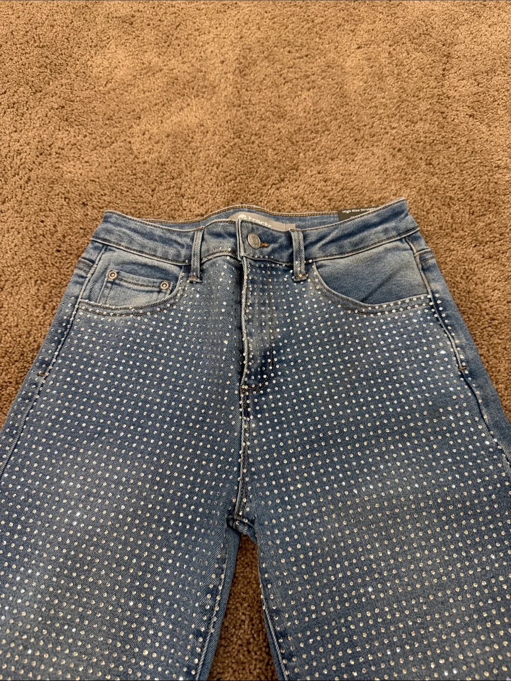 Tractr Light Blue Studded Wide-Leg Kids Jeans